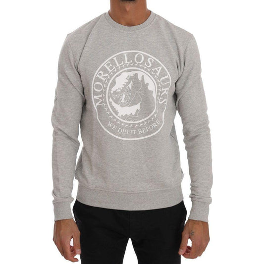 Frankie Morello Gray Cotton Crewneck Pullover Sweater TSH1291#2-2