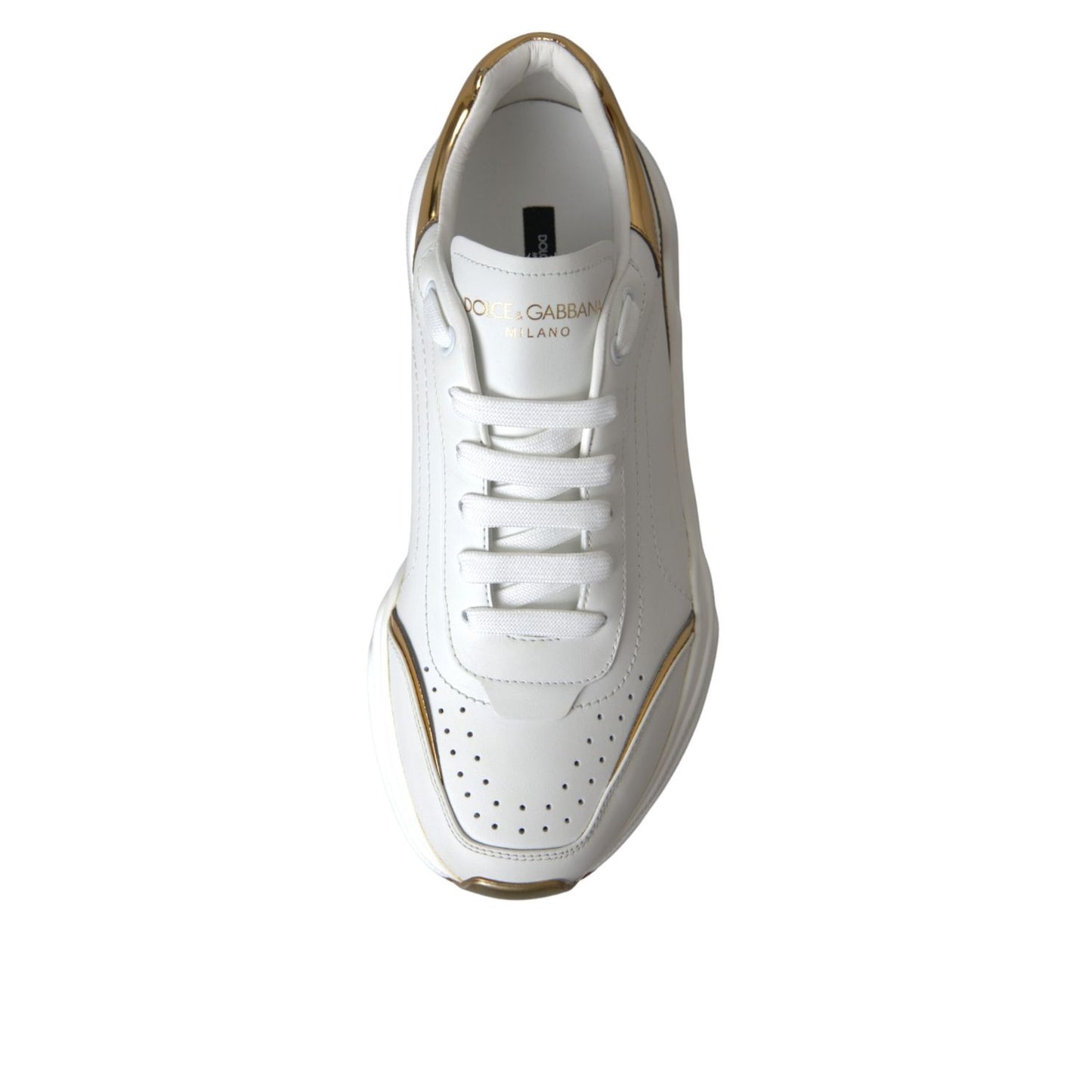 Dolce & Gabbana White Gold DAYMASTER Leather Sneakers Shoes