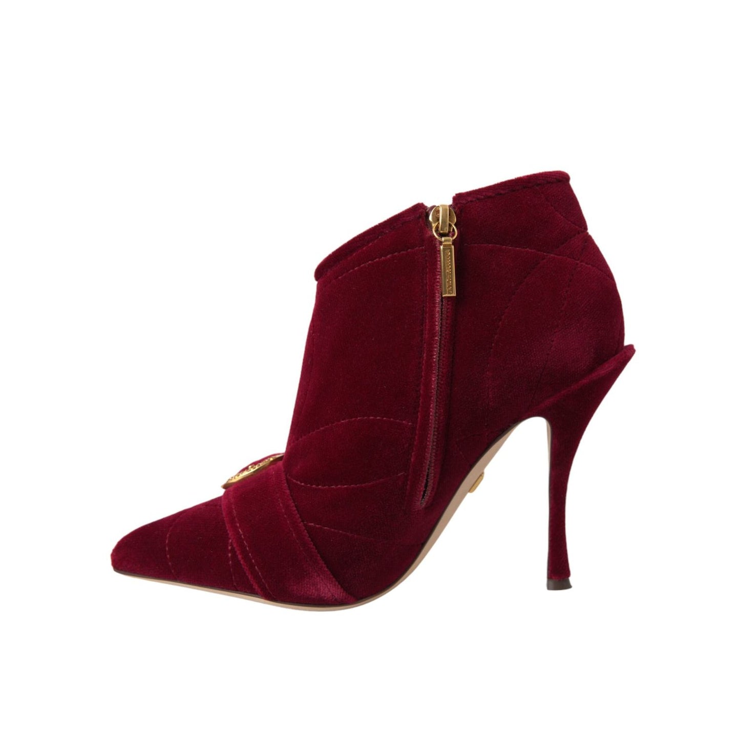 Dolce & Gabbana Dark Red Velvet Devotion Buckle Boots Shoes