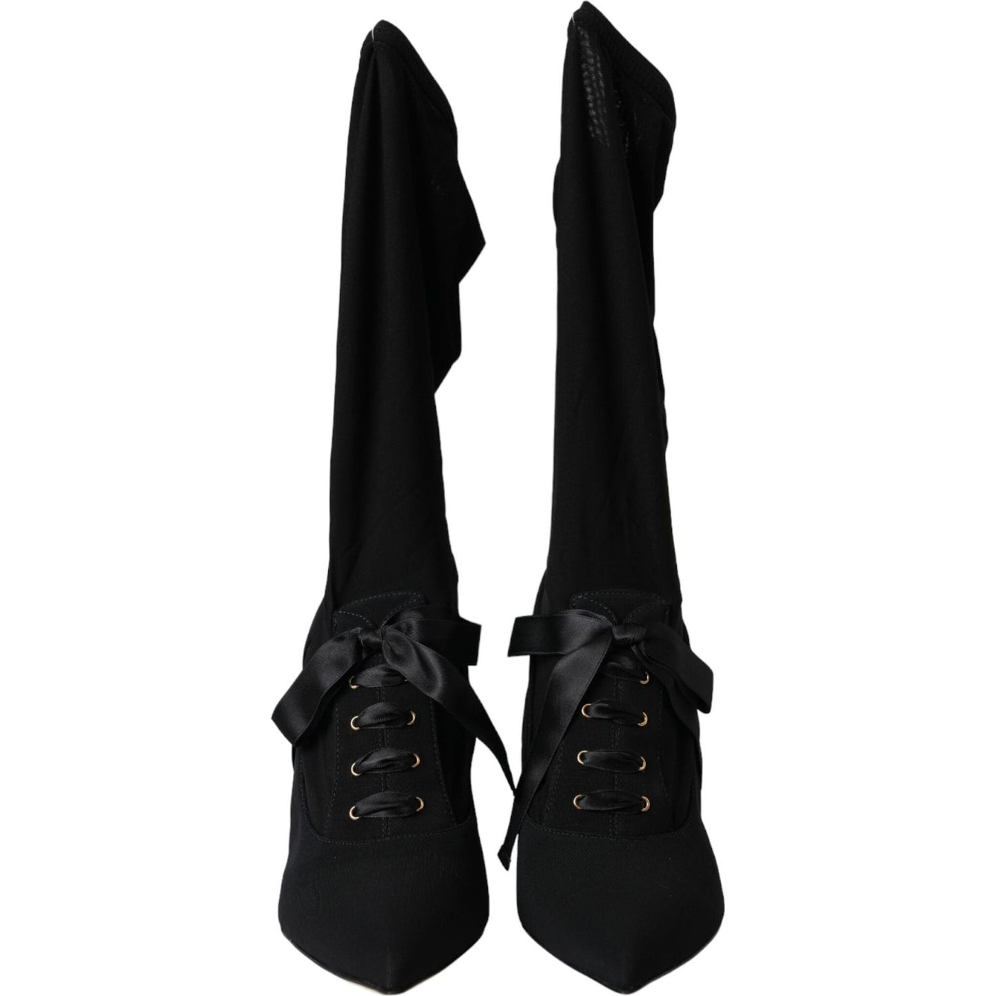 Dolce & Gabbana Black Stiletto Heels Mid Calf Boots Shoes