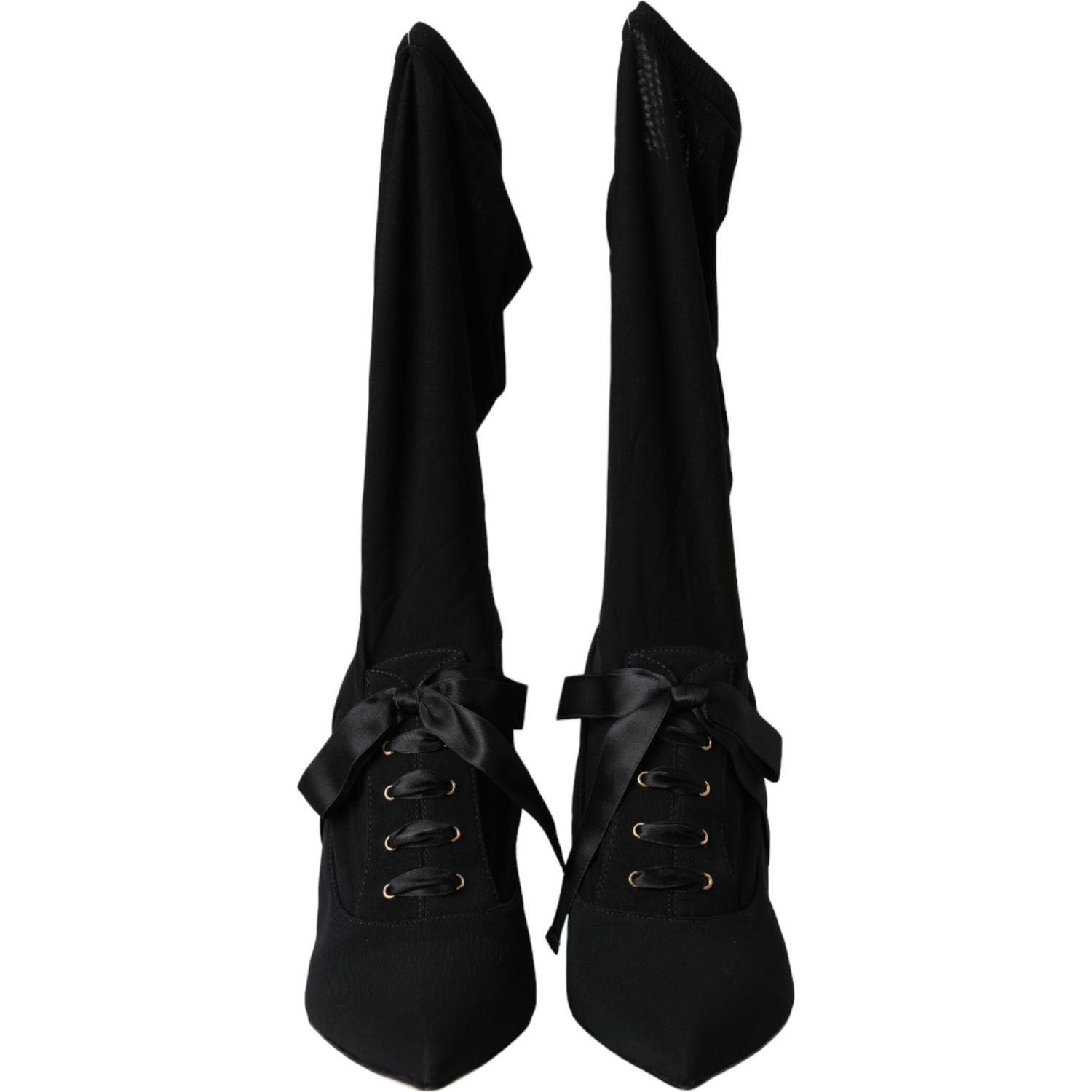 Dolce & Gabbana Black Stiletto Heels Mid Calf Boots Shoes