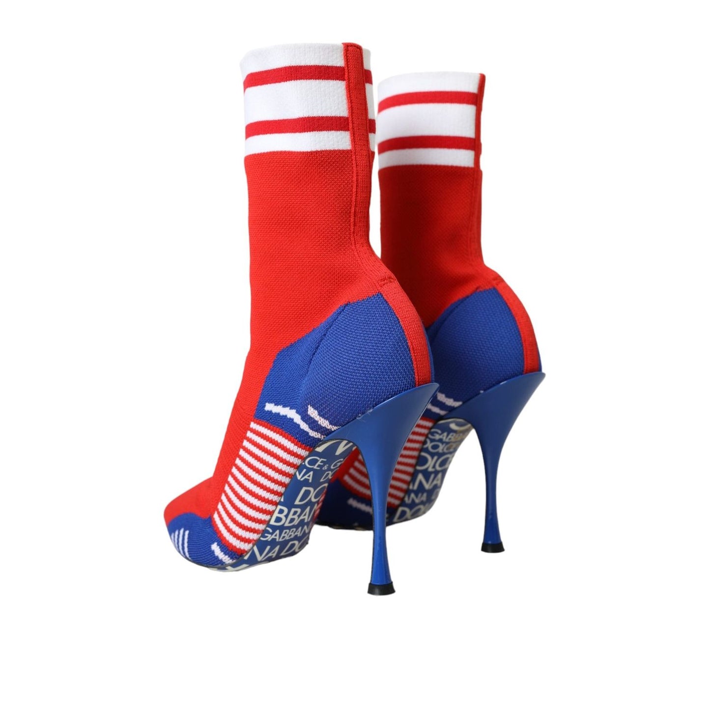 Dolce & Gabbana Red Blue Stretch Sock Style Ankle Boots Logo Shoes LA11123-36.5