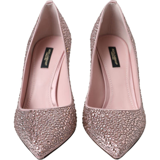 Dolce & Gabbana Pink Strass Crystal Heels Pumps Shoes LA11218-38.5