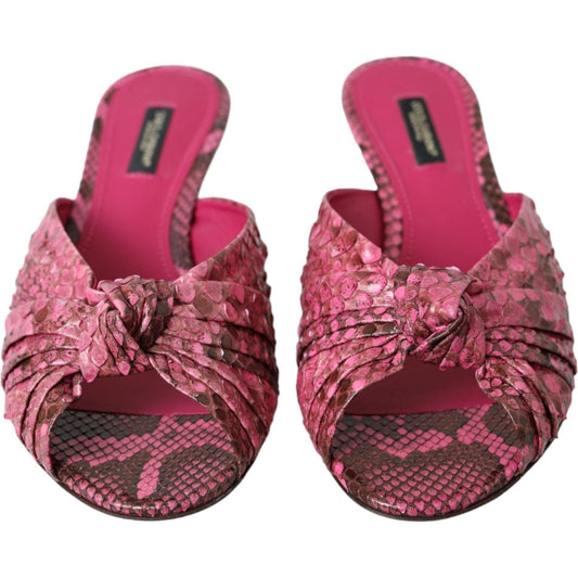 Dolce & Gabbana Pink Exotic Leather Kitten Heels Slides Shoes LA11028-36.5