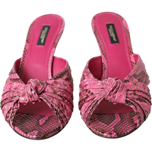 Dolce & Gabbana Pink Exotic Leather Kitten Heels Slides Shoes LA11029-36