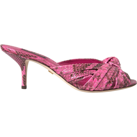 Dolce & Gabbana Pink Exotic Leather Kitten Heels Slides Shoes LA11029-36