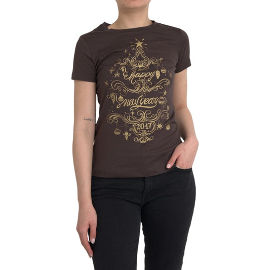 Dolce & Gabbana Brown Crewneck 2017 Motive Print T-shirt TSH84148-42