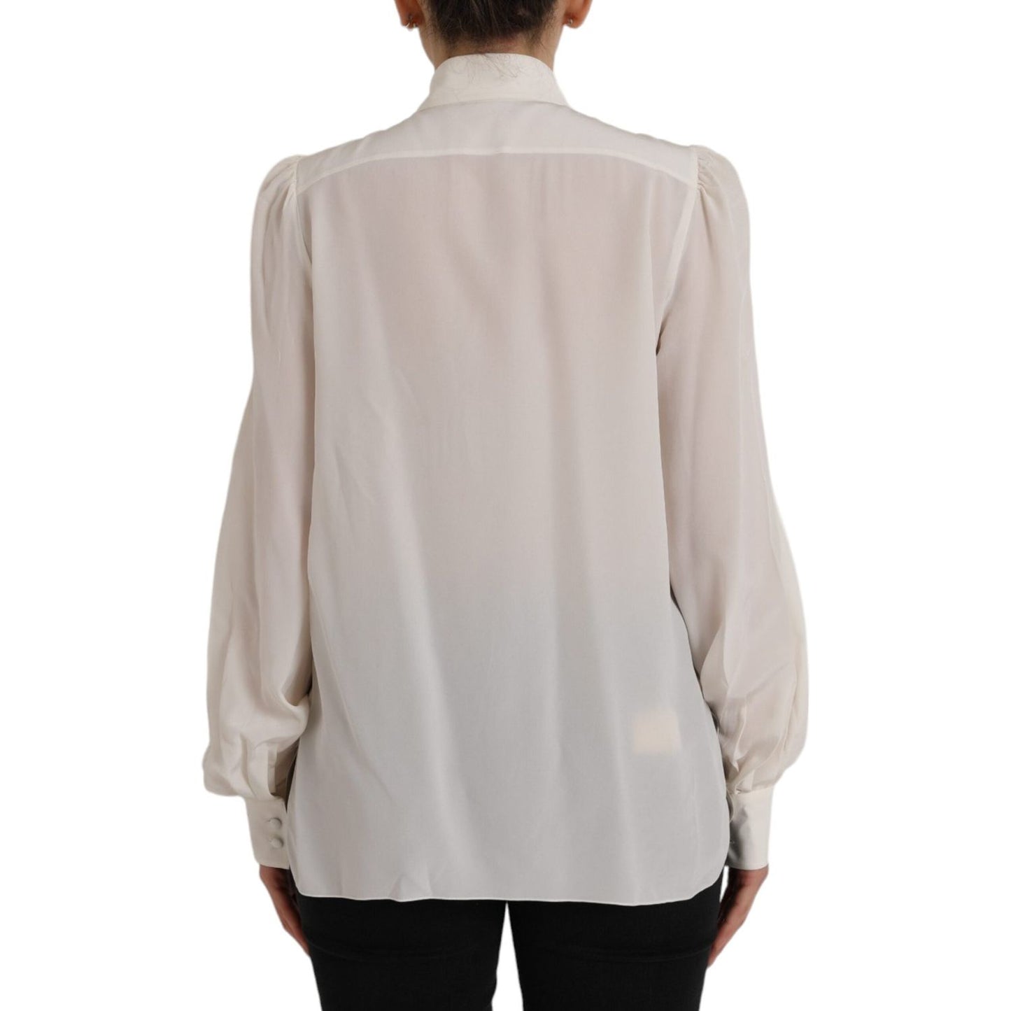 Dolce & Gabbana Off White Long Sleeve Button Down Blouse Top TSH851997-46