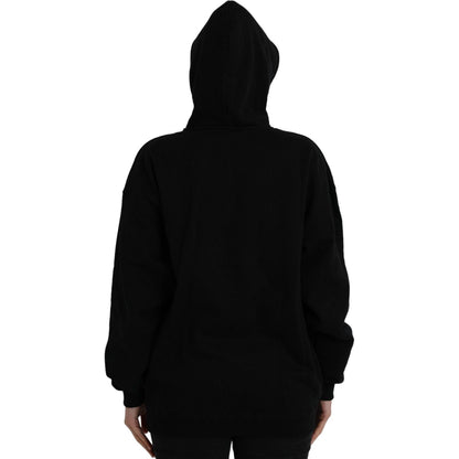 Balenciaga Black Cotton Logo Hooded Pullover Sweatshirt Sweater