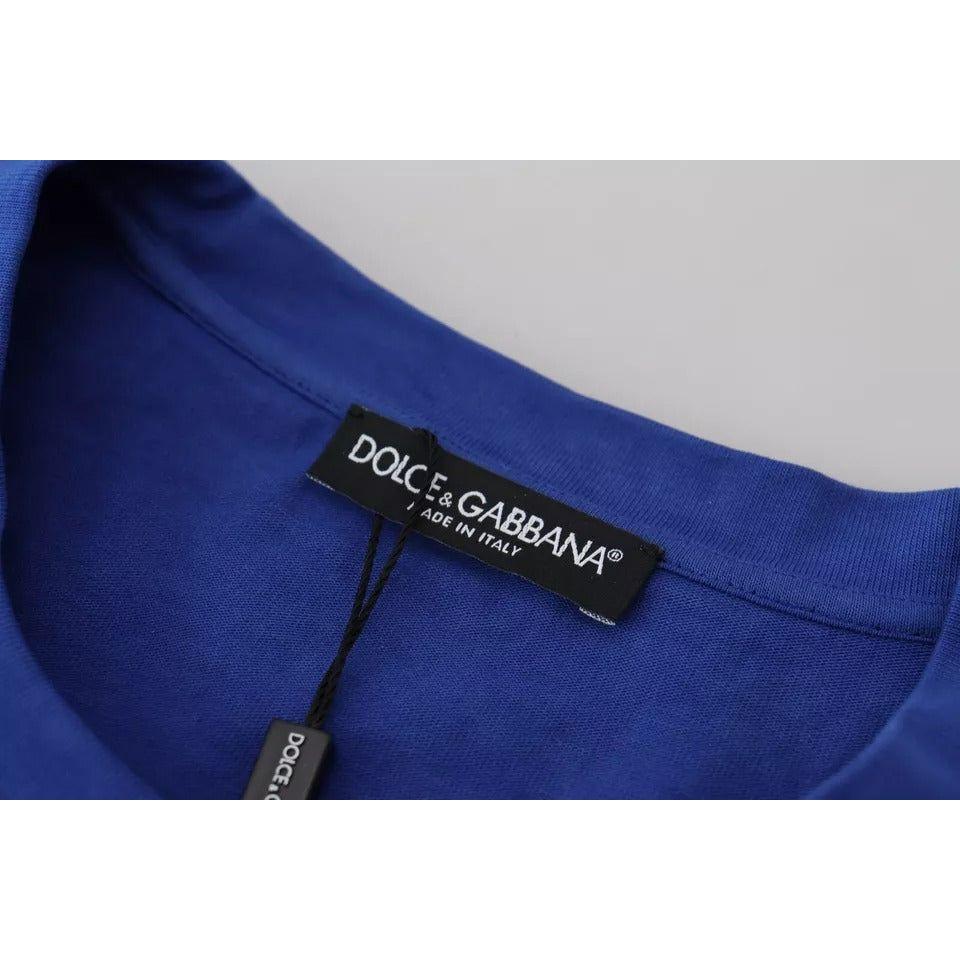 تي شيرت Dolce &amp; Gabbana أزرق بطبعة شعار من القطن