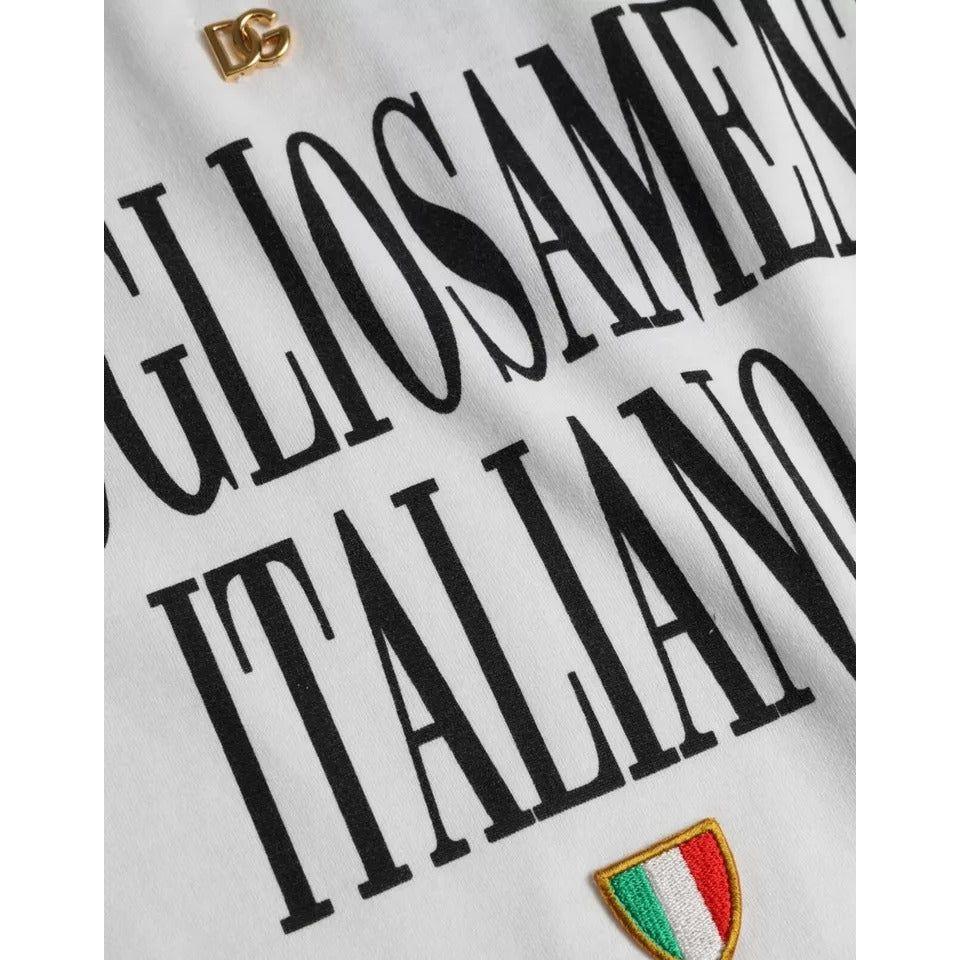 تي شيرت دولتشي آند غابانا أبيض من القطن برقبة دائرية وأكمام قصيرة