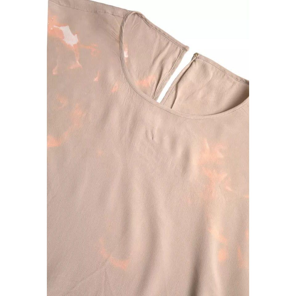 بلوزة دولتشي آند غابانا ذات الرقبة المستديرة والأكمام القصيرة باللون البني