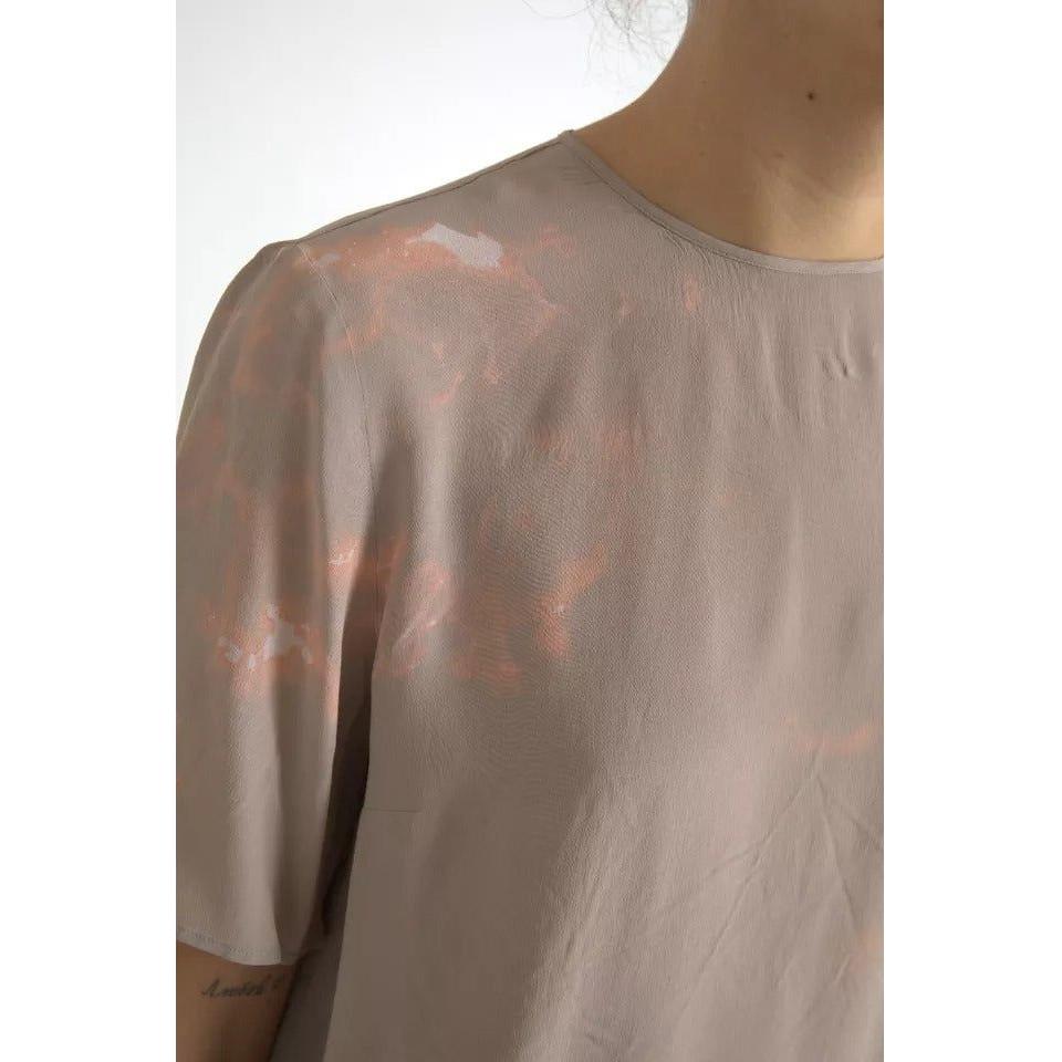 بلوزة دولتشي آند غابانا ذات الرقبة المستديرة والأكمام القصيرة باللون البني