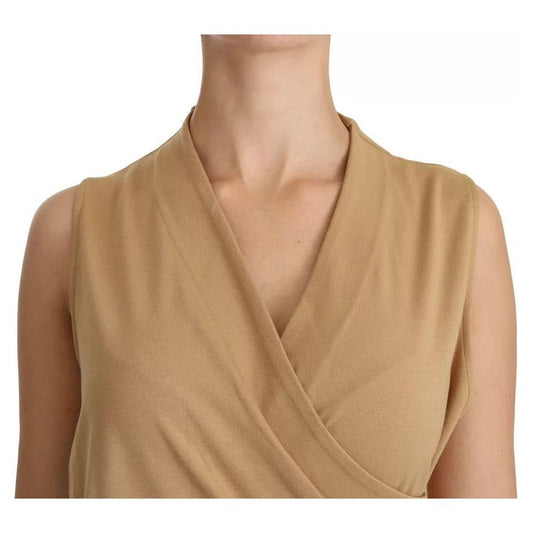 Ralph Lauren Brown V-neck Shift Knee Length Viscose Dress DR2191-42