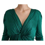 Dolce & Gabbana Dark Green Viscose Long Sleeve Midi Dress DR28733-40