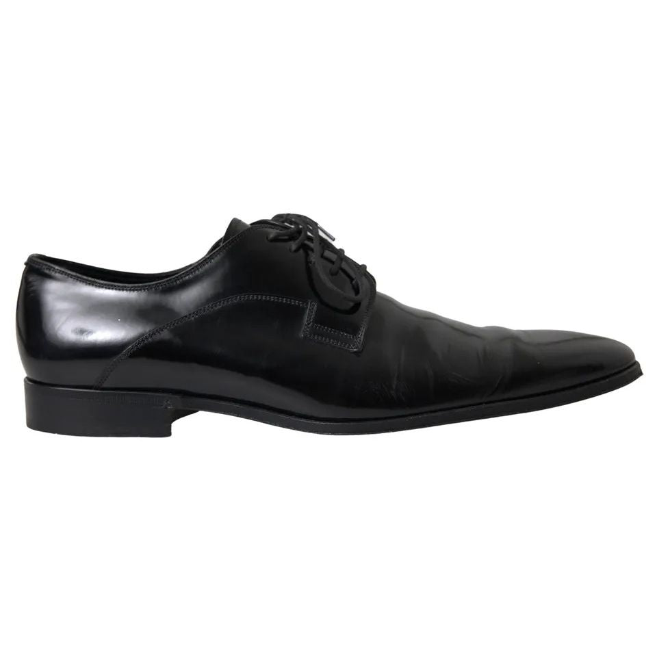 Dolce & Gabbana Black Polished Leather Formal Dress Shoes, preowned Italian craftsmanship