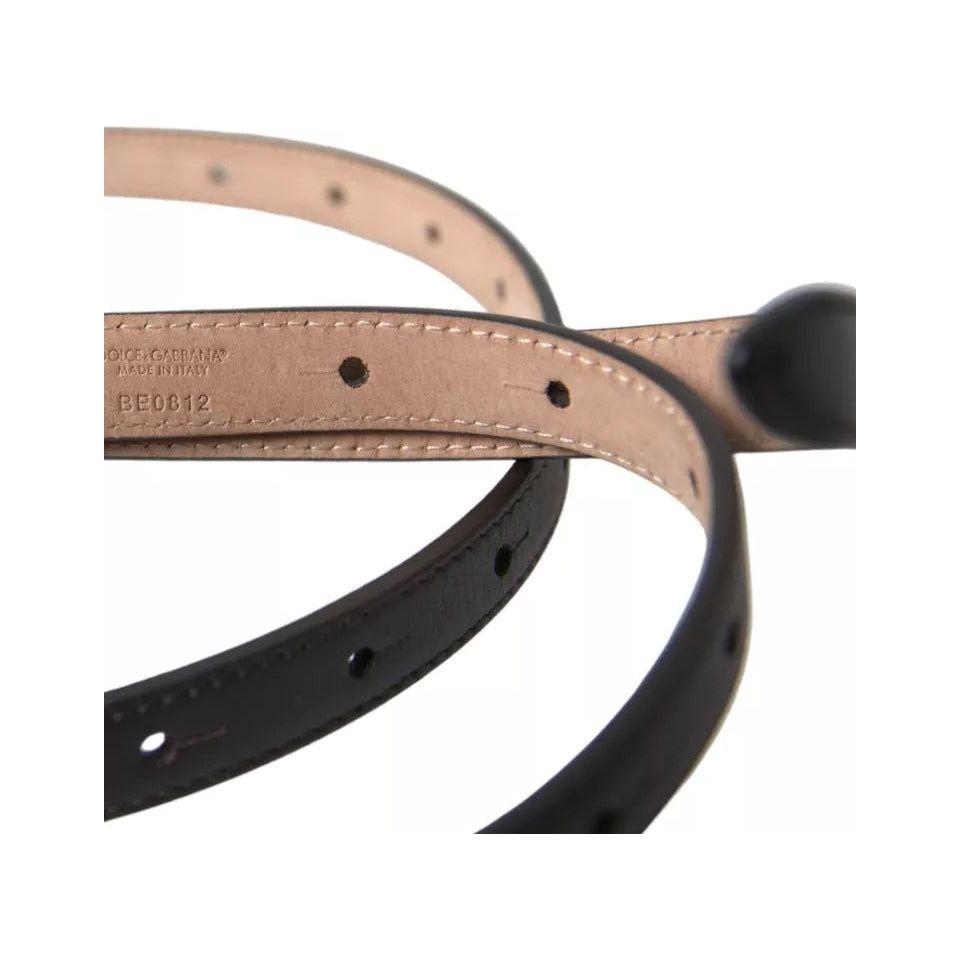 Dolce & Gabbana Dark Brown Leather Gold Metal Buckle Women Belt