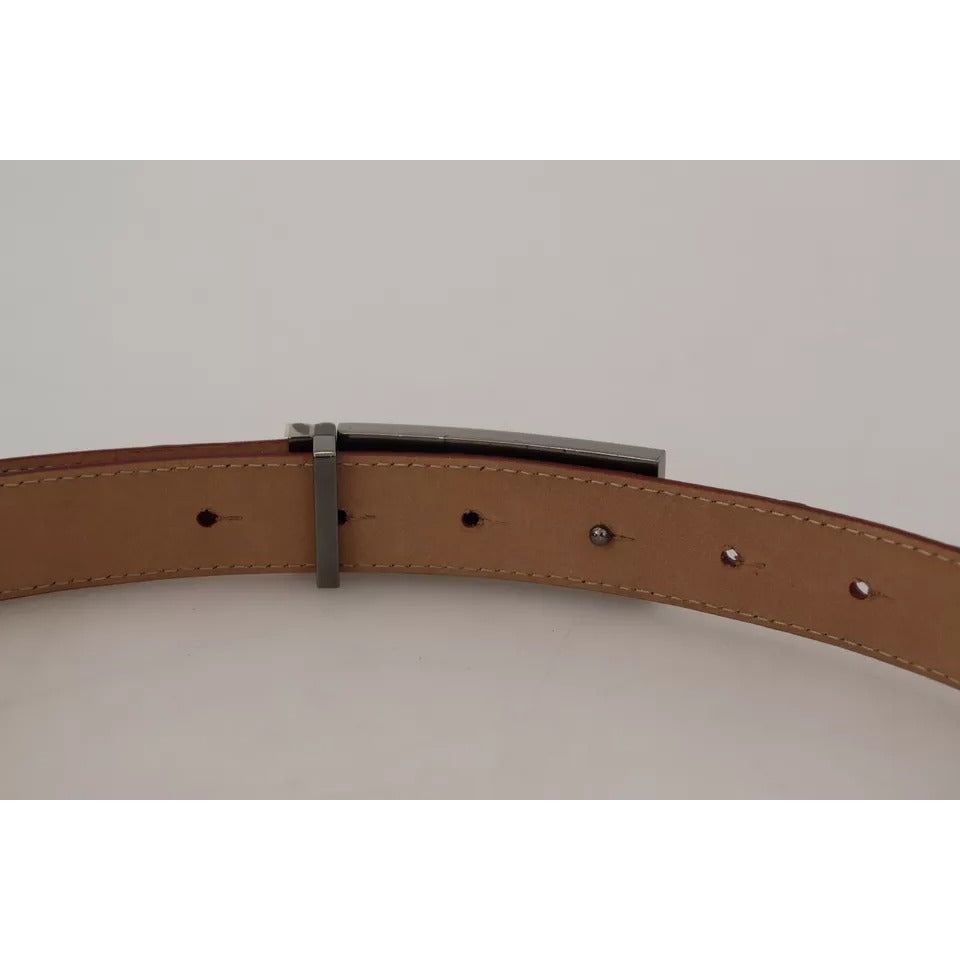 حزام دولتشي آند غابانا من الجلد البني مع مشبك معدني منقوش بالذهب