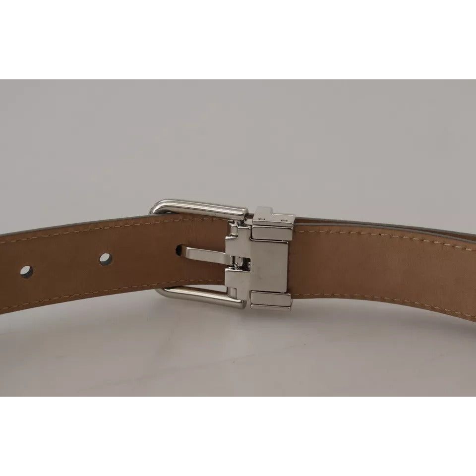 حزام دولتشي آند غابانا المصنوع من الجلد الفضي بمشبك معدني