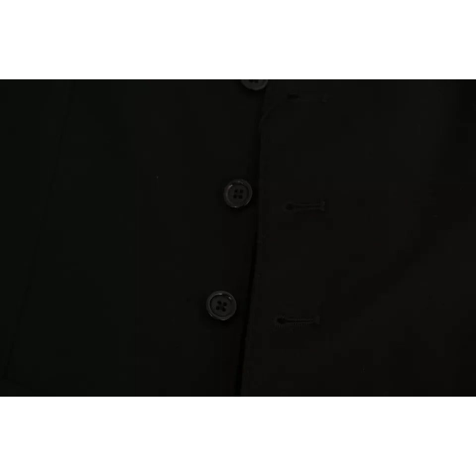 Dolce & Gabbana Black Solid STAFF Slim Fit Waistcoat Vest