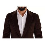Dolce & Gabbana Brown Corduroy Slim Fit Coat DG Logo Blazer KOS1924-50
