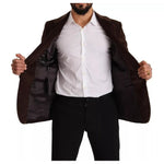Dolce & Gabbana Brown Corduroy Slim Fit Coat DG Logo Blazer KOS1924-50