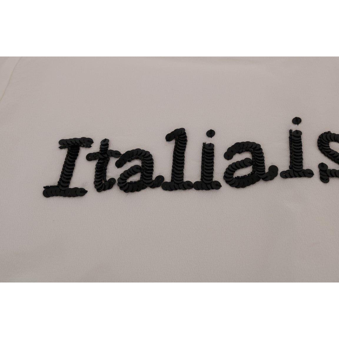 丝绸亮片“Italia Is Love”白色衬衫