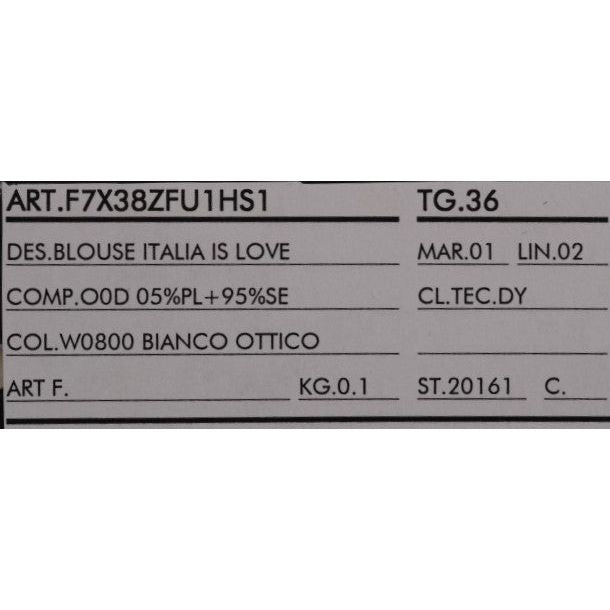丝绸亮片“Italia Is Love”白色衬衫
