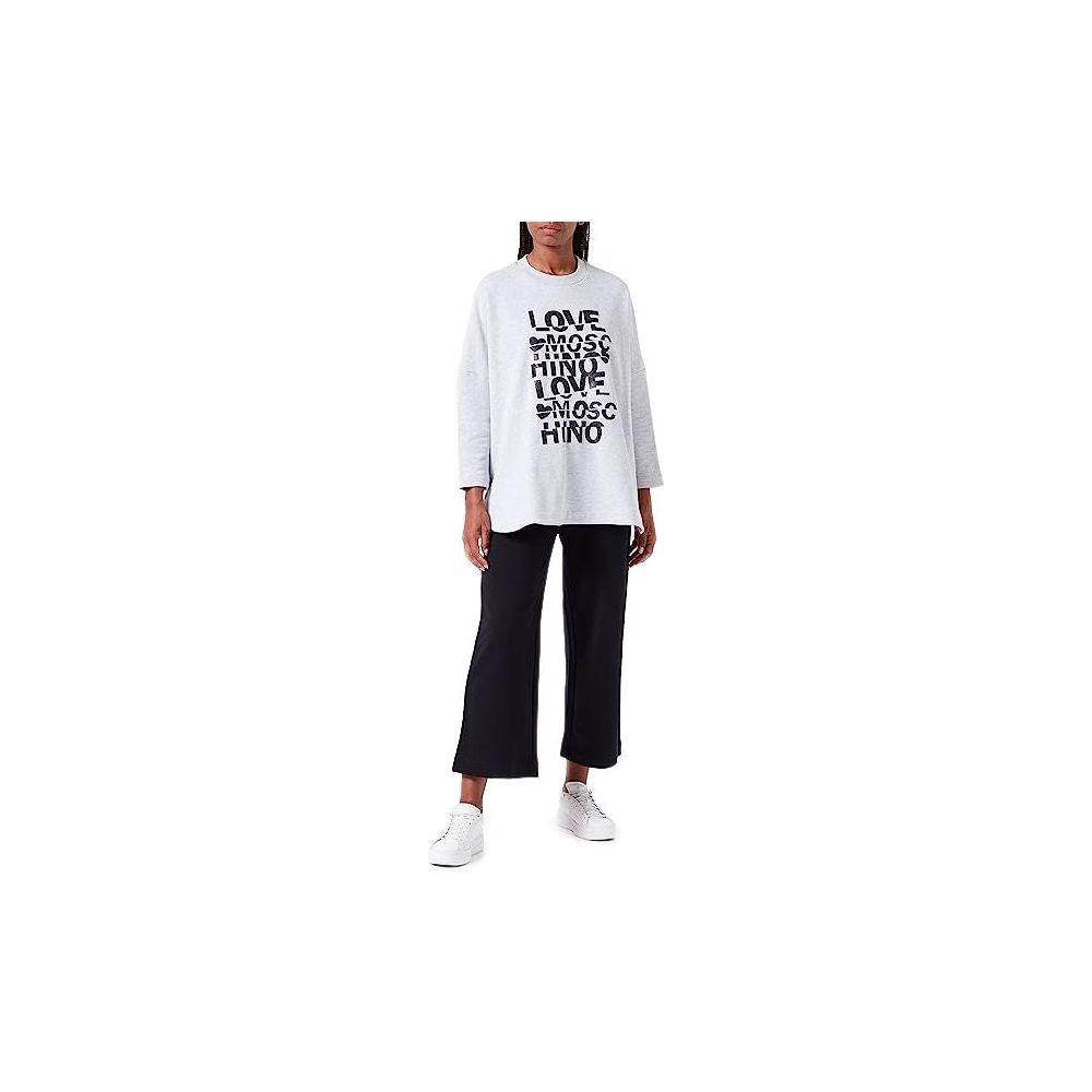 سويت شيرت قطني لامع كبير الحجم من Love Moschino - رمادي