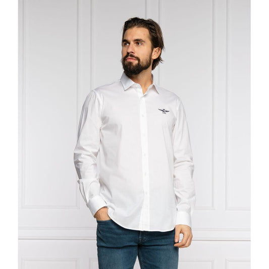 Aeronautica Militare White Cotton Men Shirt AE-7878-S