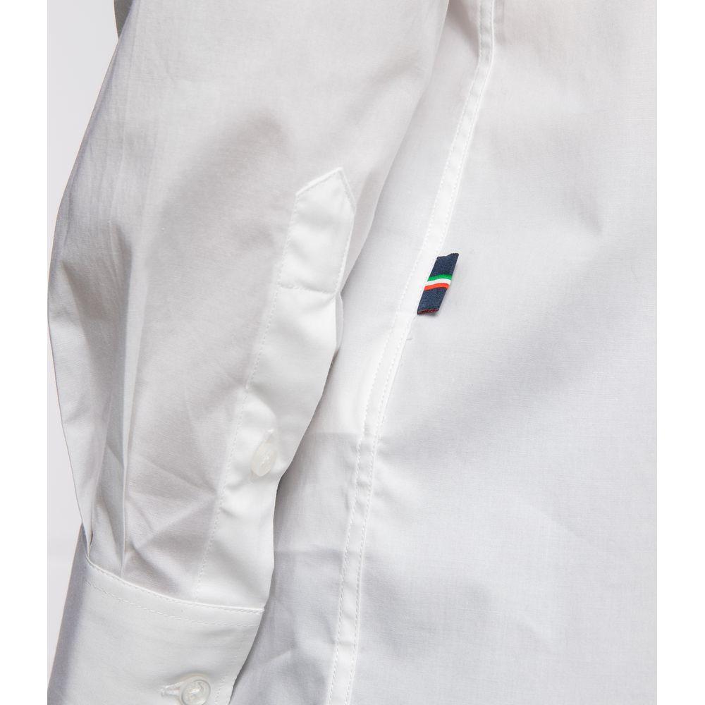 Aeronautica Militare "White Cotton Men's Shirt with Slim Fit Design"