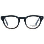 Ermenegildo Zegna Black Men Glasses Frame, full-rim black plastic trapezium style, size 48-22-145, with demo lenses, including branded case.