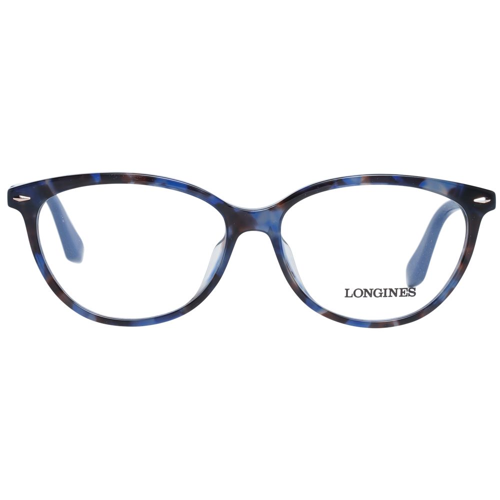 Longines Blue Women Glasses Frame, full-rim cat eye style with blue plastic frame and demo lenses, size 54-14-140.