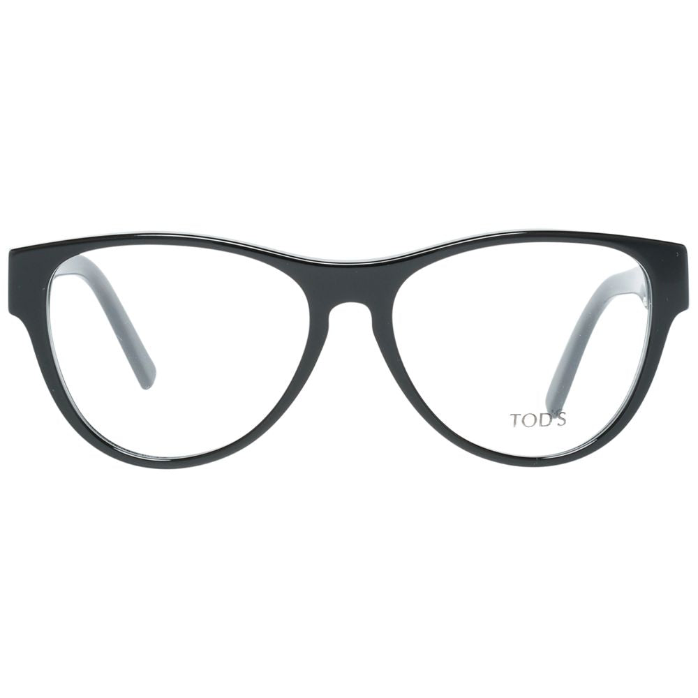 Tod's Black Women Glasses Frame, plastic full-rim round style, 53-15-140 size with branded case included, spring hinge, demo lenses.