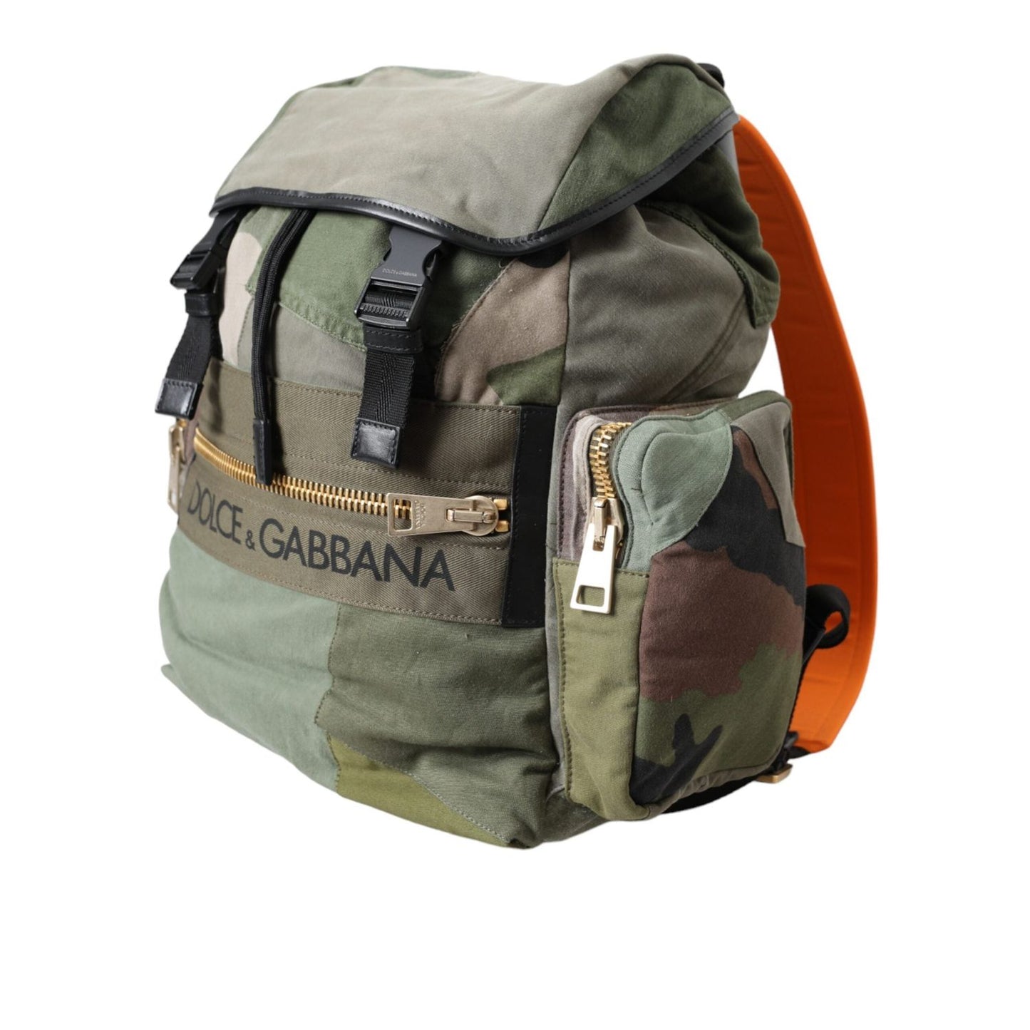 Dolce & Gabbana Military Green Patchwork Rucksack Backpack Bag BAG1482