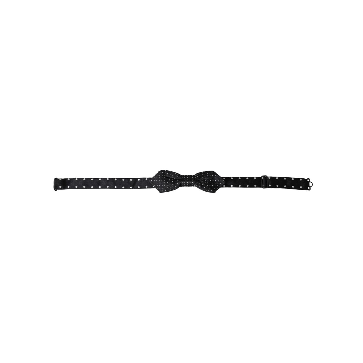 Dolce & Gabbana Black Silk Polka Dot Adjustable Neck Men Papillon Bow Tie