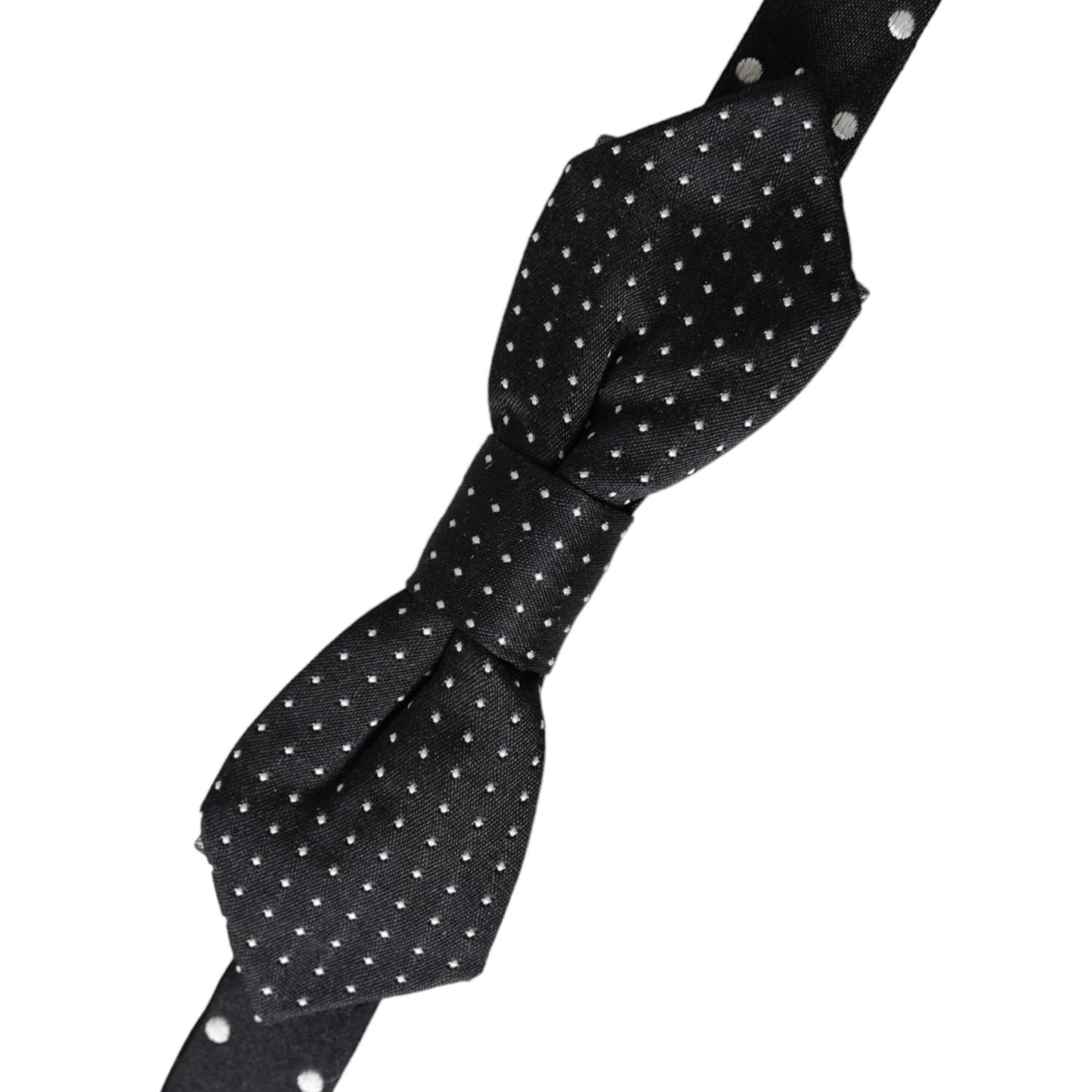 Dolce & Gabbana Black Silk Polka Dot Adjustable Neck Men Papillon Bow Tie FT3901