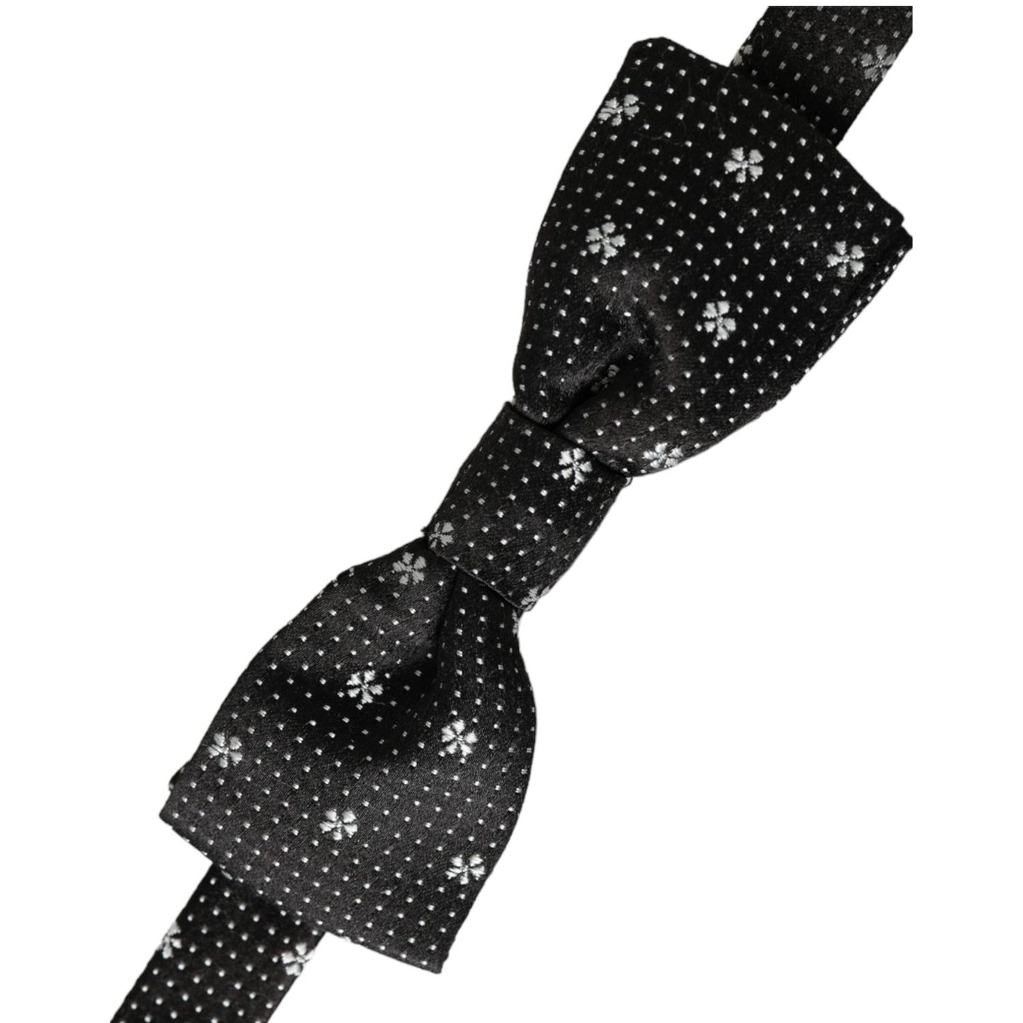 Dolce & Gabbana Black Silk Floral Adjustable Neck Men Papillon Bow Tie FT3905