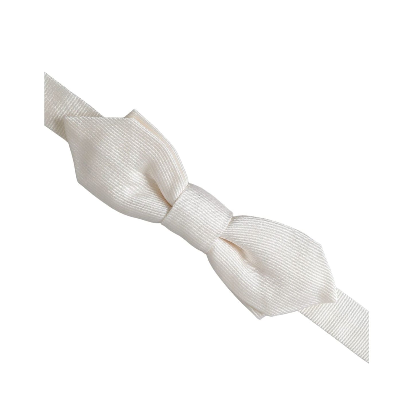 Dolce & Gabbana White Silk Adjustable Neck Men Papillon Bow Tie FT3915