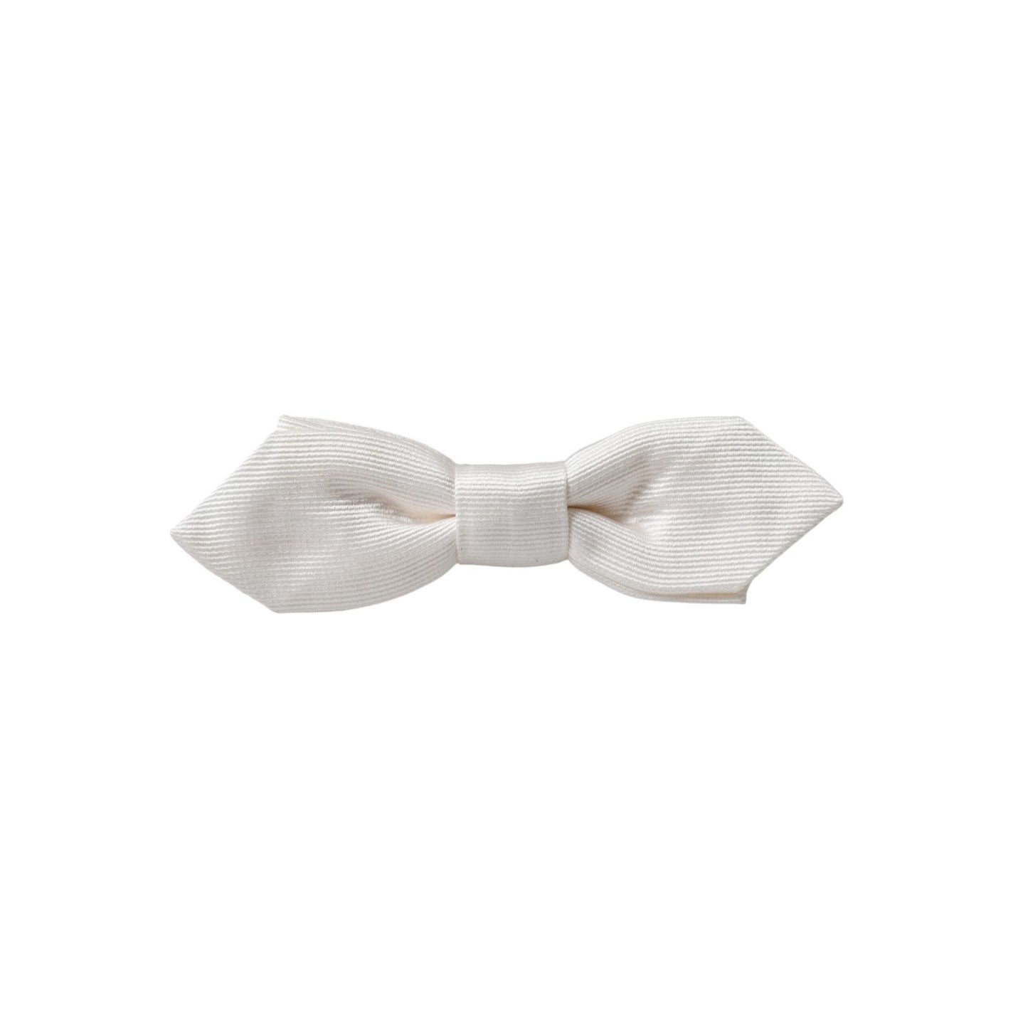 Dolce & Gabbana White Silk Adjustable Neck Men Papillon Bow Tie FT3915