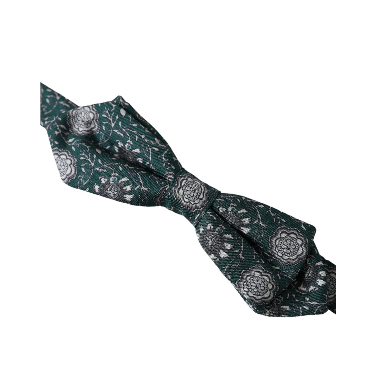 Dolce & Gabbana Green Silk Floral Adjustable Neck Men Bow Tie FT3939