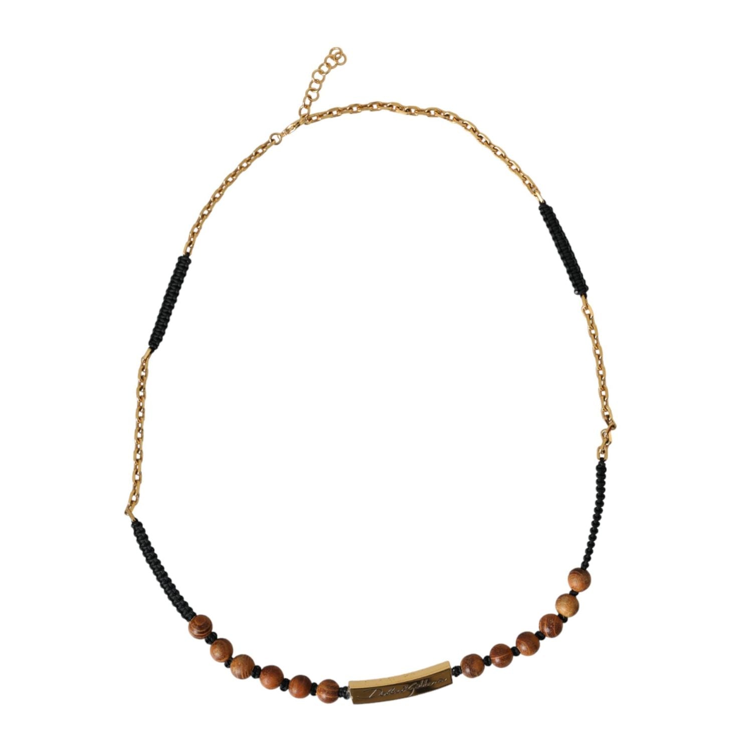 قلادة دولتشي آند غابانا المصنوعة من الخشب باللون الأسود والذهبي