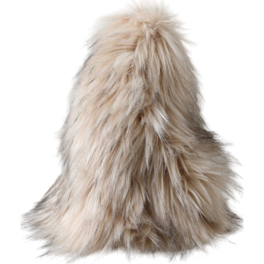 Dolce & Gabbana Beige Acrylic Fur Women Bucket Hat HAT9574-58