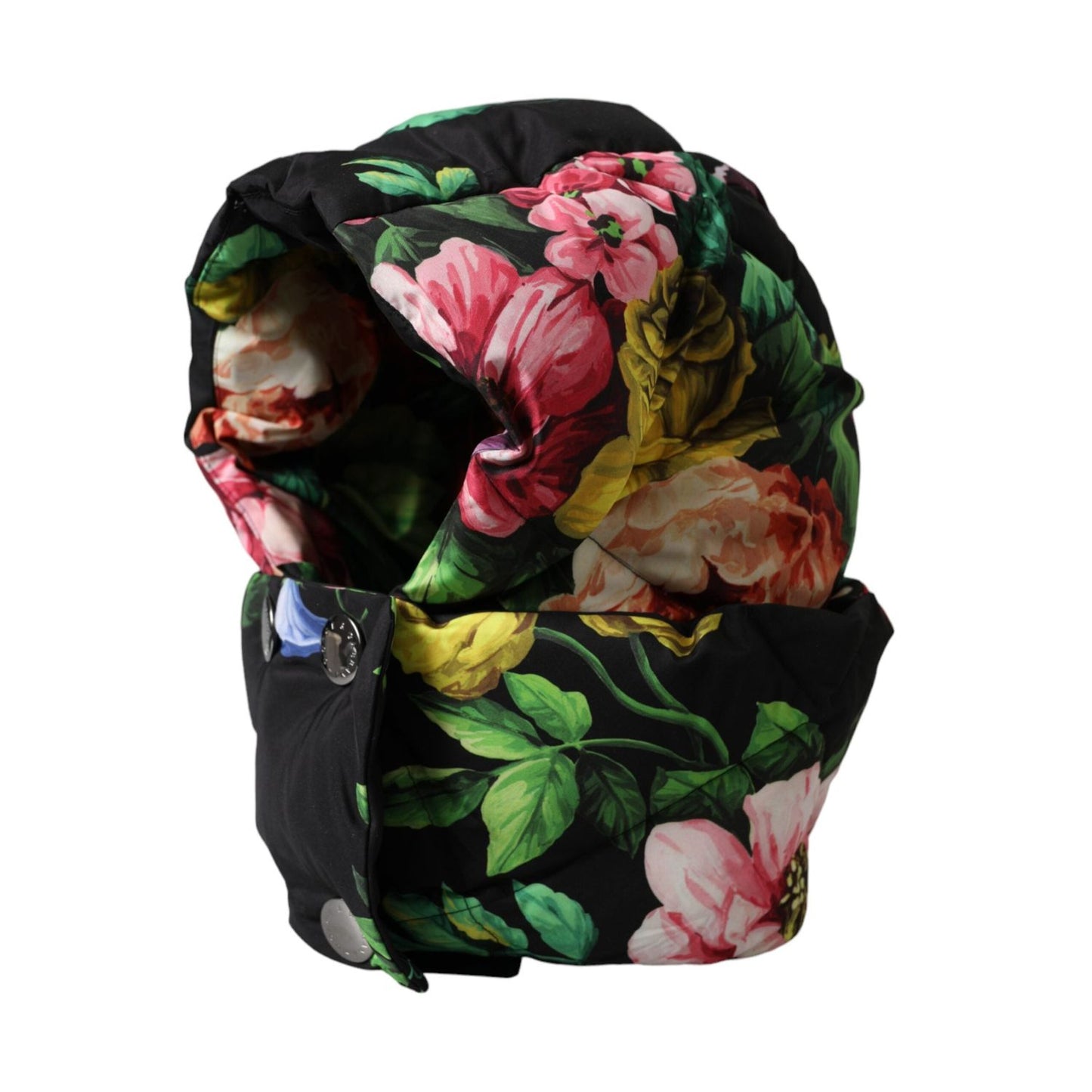 Dolce & Gabbana Black Floral Print Whole Head Wrap Hat HAT9626