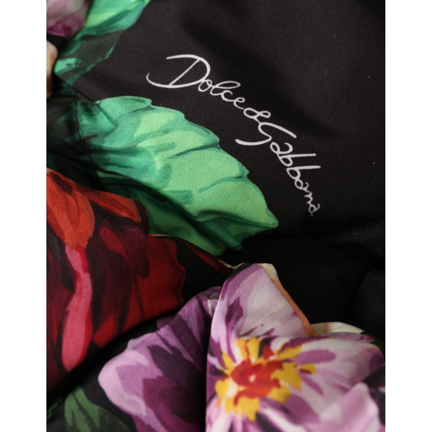 Dolce & Gabbana Black Floral Print Whole Head Wrap Hat HAT9626