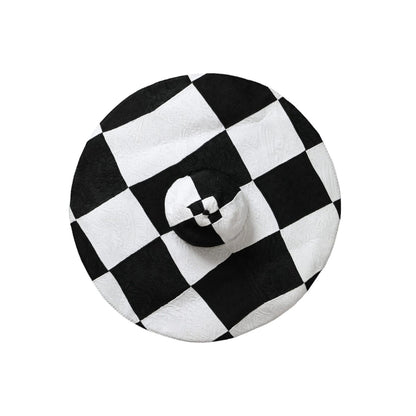 Dolce & Gabbana Black White Checkered Wide Brim Floppy Hat