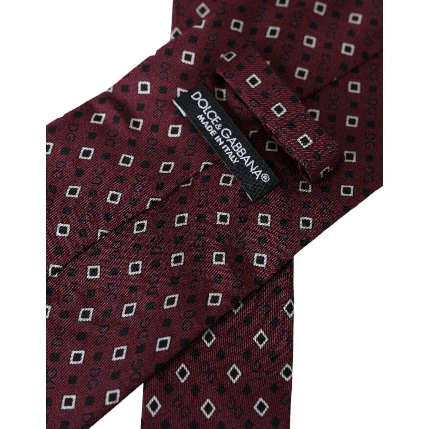 Dolce & Gabbana Maroon Silk Branded Logo Adjustable Men Tie KRA3316
