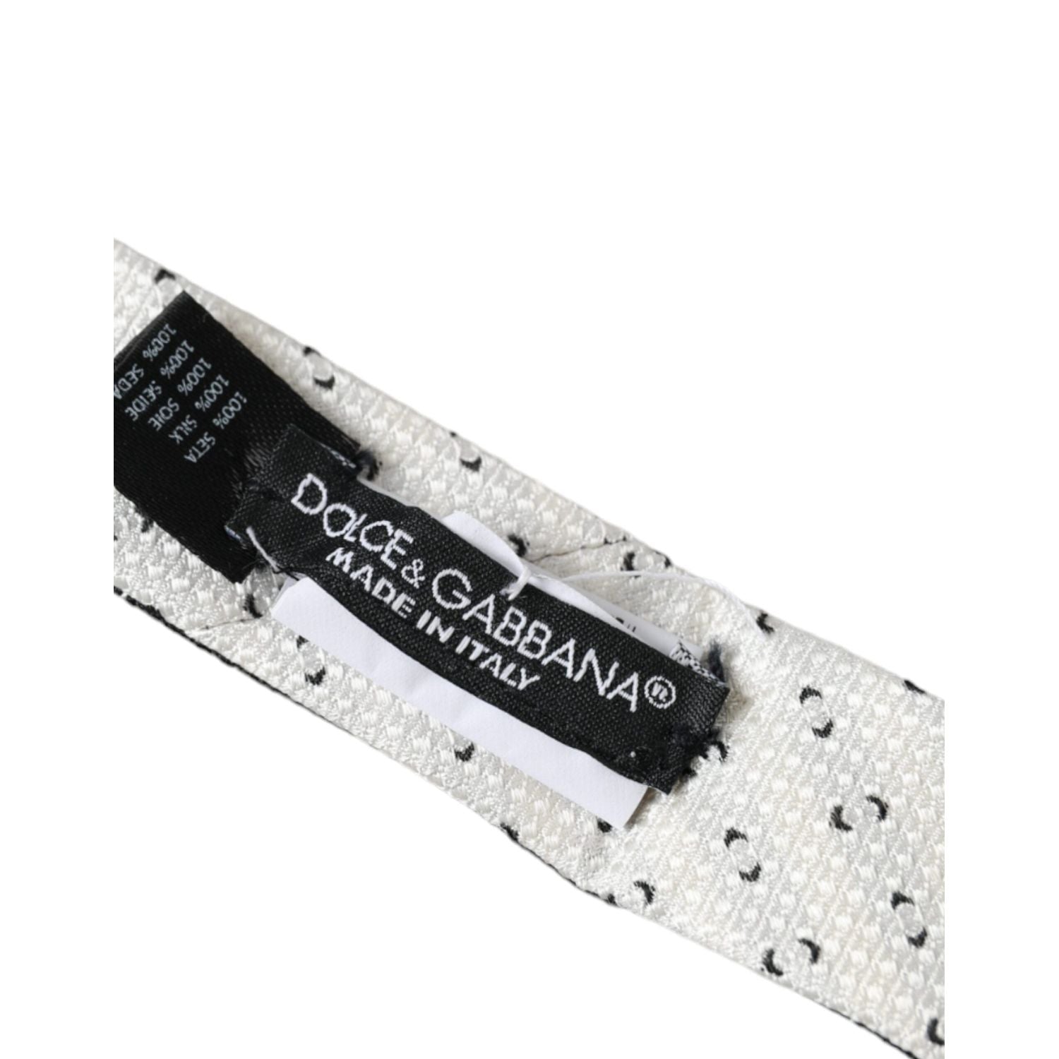 Dolce & Gabbana Black White Patterned Adjustable Tie