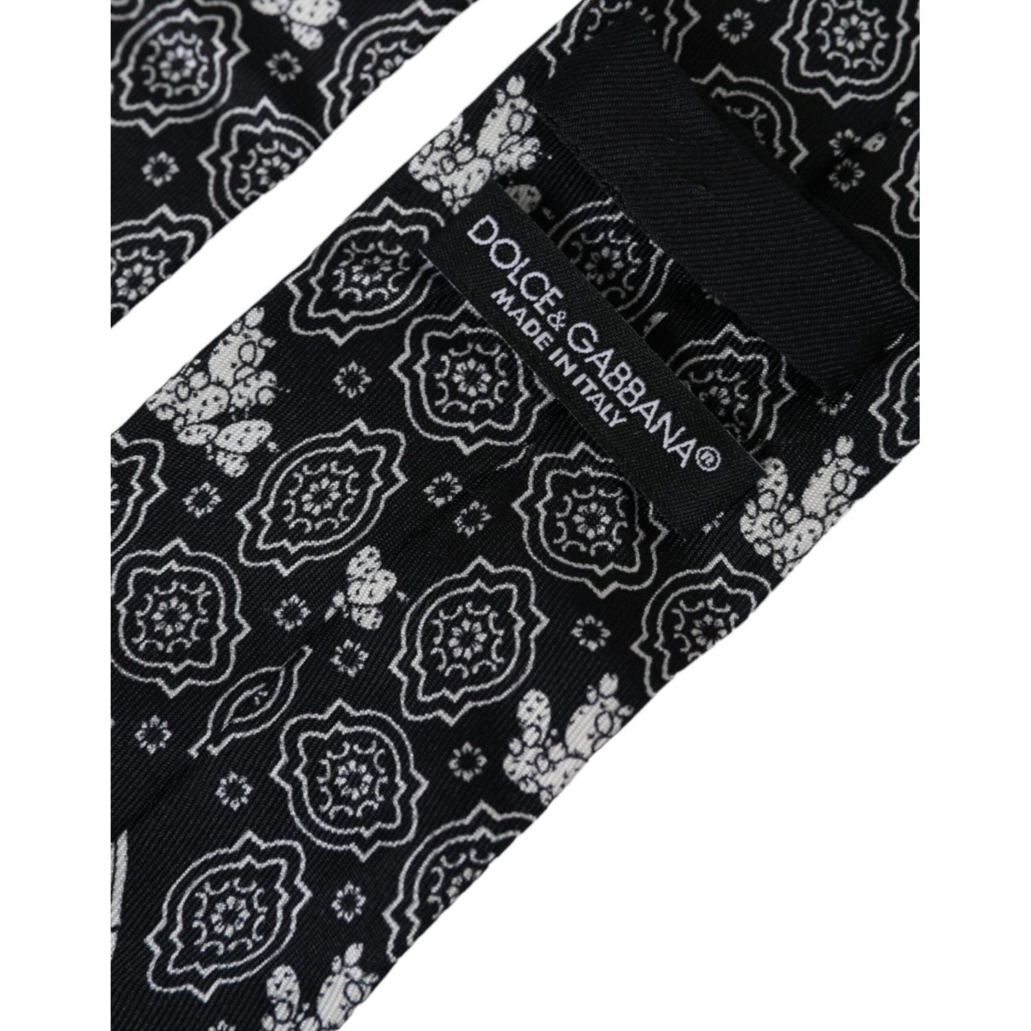 Dolce & Gabbana Black Patterned 100%Silk Adjustable Tie