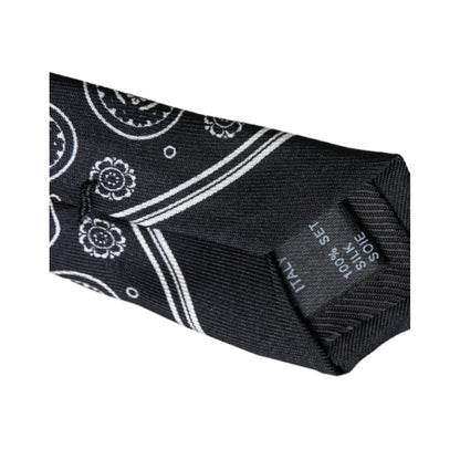 Dolce & Gabbana Black Patterned 100%Silk Adjustable Tie
